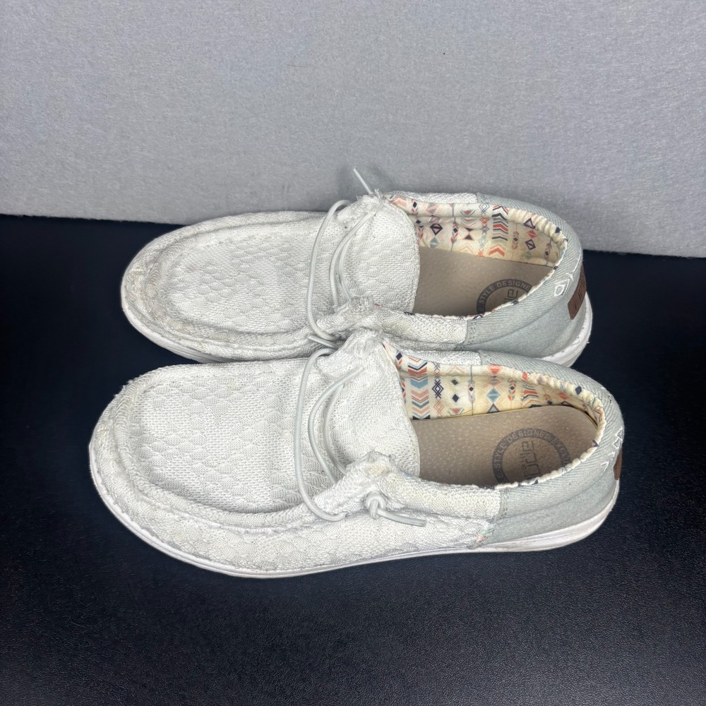 HEYDUDE Wally Women Boho White Crochet Slip On Shoes Size 8 Casual Loafers - Picture 11 of 13